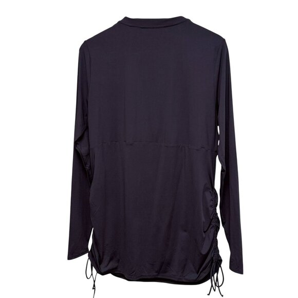 Lands End Swim Cover Up Size Large Black White Beach Tunic Top Embroidered - Picture 3 of 9